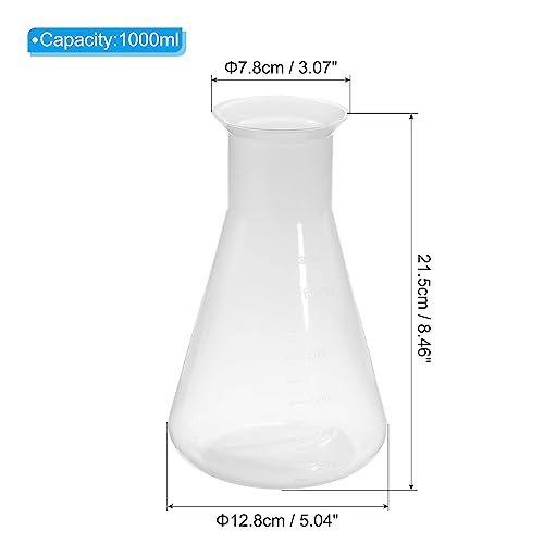 1000ml Plastic Erlenmeyer Flask, 1 Pack Wide Mouth Conical Flask view 2