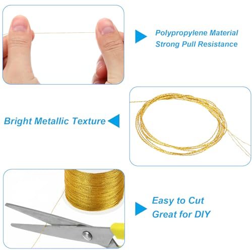 100m/109yards Metallic Cord, 1 Roll 0.3mm Dia Tinsel Ornament String view 3