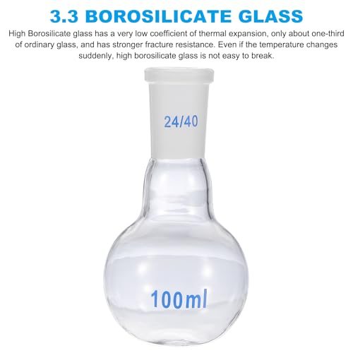 100ml Boiling Flask, 3.3 Borosilicate Glass Single Neck Flat Bottom Flask view 3
