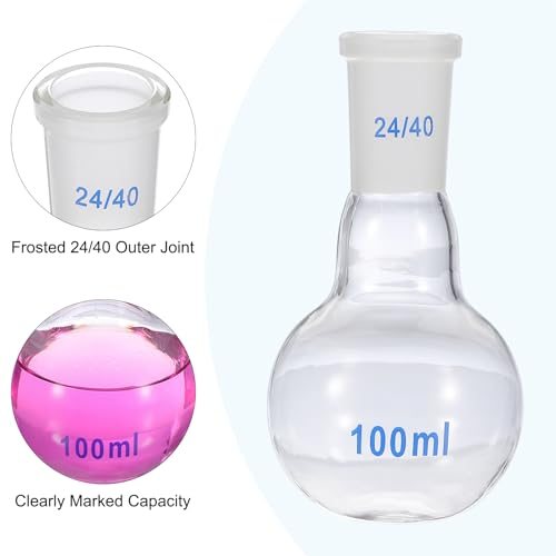 100ml Boiling Flask, 3.3 Borosilicate Glass Single Neck Flat Bottom Flask view 4