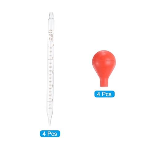 10ml Glass Dropper Pipettes, 4pcs Set Lab Graduated Scaled Tool Straight view 3