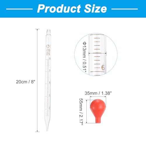 10ml Glass Dropper Pipettes, 4pcs Set Lab Graduated Scaled Tool Straight view 2