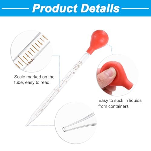 10ml Glass Dropper Pipettes, 4pcs Set Lab Graduated Scaled Tool Straight view 4