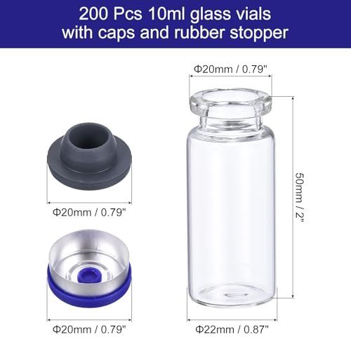 10ml Glass Vials, 200pcs Glass Vial Small Glass Vials Empty Sample Bottle view 2