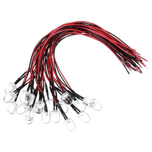10mm Cold White LED Diode Light 20 Pcs 4.5-6V DC Pre Wired — PATIKIL