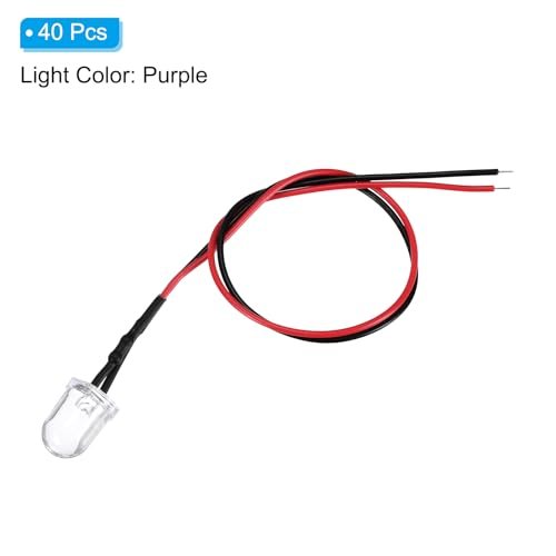 10mm Purple LED Diode Light 40 Pcs 9-12V DC Pre Wired view 3
