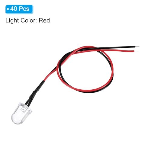 10mm Red LED Diode Light 40 Pcs 4.5-6V DC Pre Wired view 3