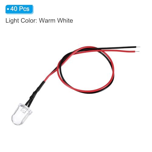 10mm Warm White LED Diode Light 40 Pcs 3V DC Pre Wired, Mini LED Lights view 3