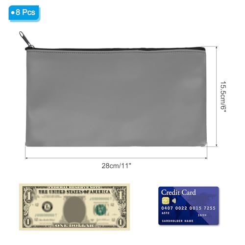 11"x 6" Bank Deposit Bag, 8Pcs Money Bag Bank Bag Security Money Pouch view 2