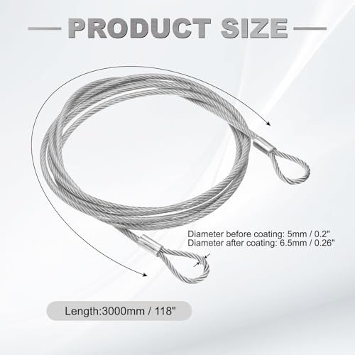 118" Safety Cable Lock Security Wire Ropes 0.26" Dia Clear view 2