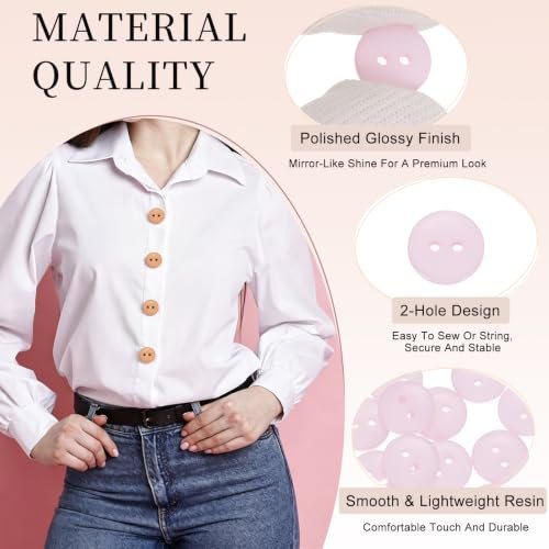 12.5mm Resin Sewing Buttons 2 Hole Light Pink, Round Buttons view 3