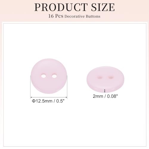 12.5mm Resin Sewing Buttons 2 Hole Light Pink, Round Buttons view 2