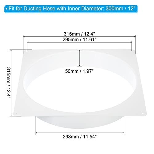 12" Duct Connector Flange, Dryer Vent Wall Plate Square view 2