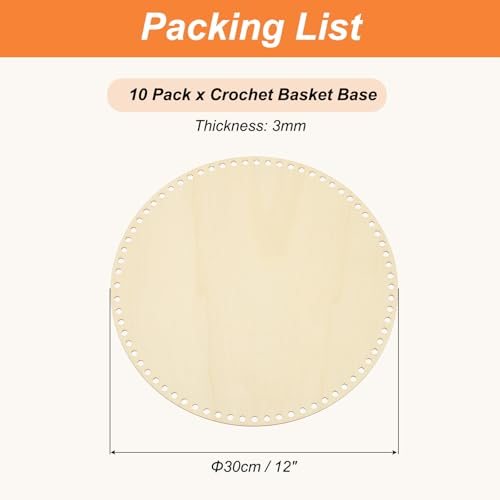 12 Inch Crochet Basket Base Bottoms Round Wood Base Shaper, 10 Pcs, Bag view 2