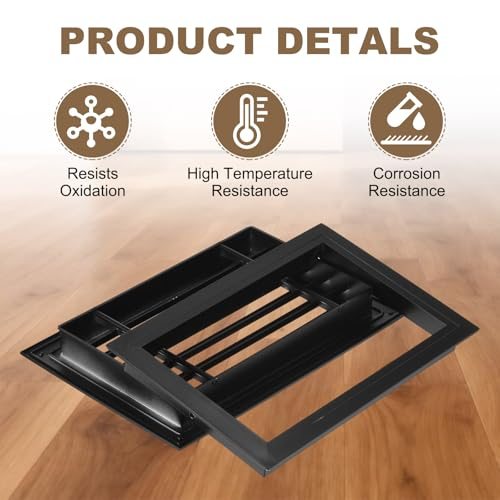 12" x 10" Door Air Vent Cover Anodized Aluminum Alloy, Black view 3