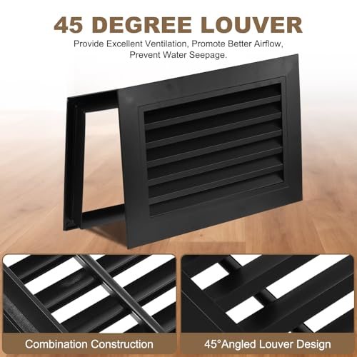 12" x 10" Door Air Vent Cover Anodized Aluminum Alloy, Black view 4