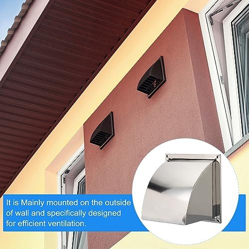 12"x12" Wall Vent Cover, Exterior Dryer Vent Outlet Grille Louvered 304 view 5