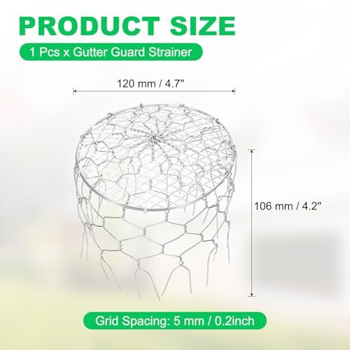120mm (4.7") OD Gutter Guard Filter 5mm Hole PVC Termination Cap, Mesh view 2