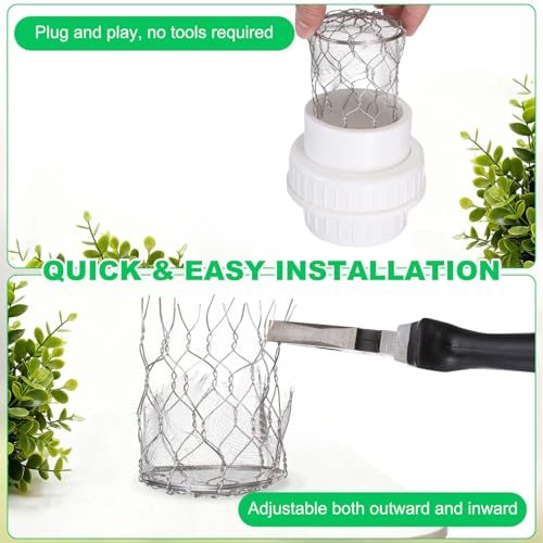 120mm (4.7") OD Gutter Guard Filter 5mm Hole PVC Termination Cap, Mesh view 4