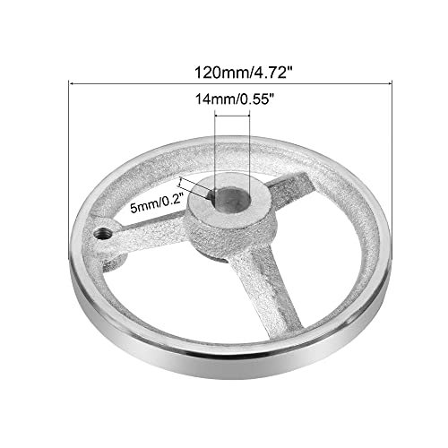 120mm/4.72 Inch Diameter 14mm ID Rotary Handwheel, 1 Pack Cast Iron view 2