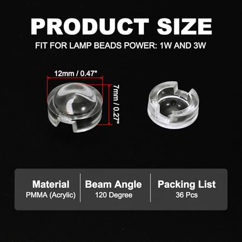 12mm LED Convex Lens, Transparent view 2