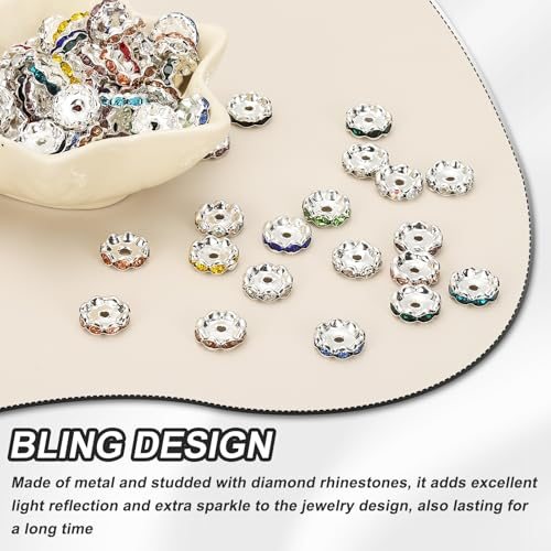 12mm Wavy Rhinestone Spacer Beads Gold Tone, Loose Jewelry Making Spacers view 4