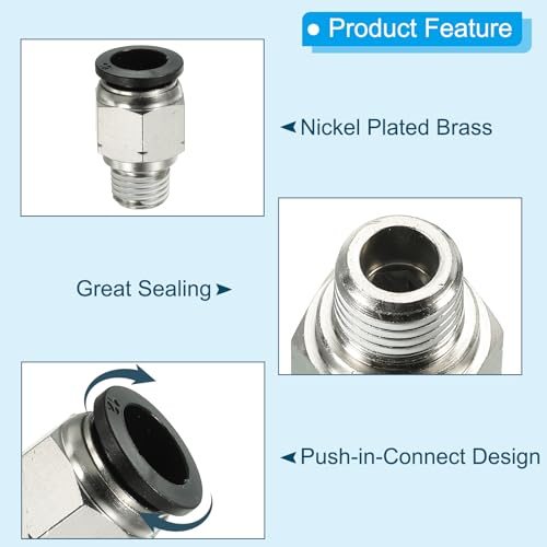 12mm x 1/4"NPT Brass Quick-Connect Push-to-Connect Fittings, 2 Pack view 4