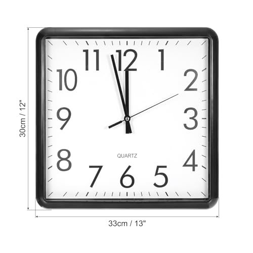 13x12 Inch Wall Clock, Quartz Battery Operated Silent Non-Ticking view 2