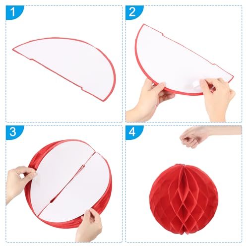 14" Honeycomb Balls Tissue Paper Pom Poms, Party Hanging Paper Honeycomb view 4