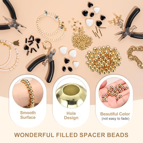 14K Gold Filled Spacer Beads, 90Pcs 3mm Metal Smooth Round Ball Beads view 3