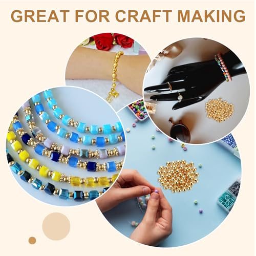 14K Gold Filled Spacer Beads, 90Pcs 3mm Metal Smooth Round Ball Beads view 4