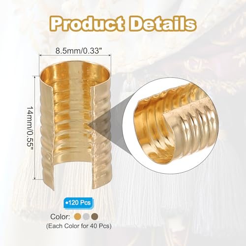 14x8.5mm Leather Rope Clip, 120Pcs Metal Cylindrical Crimp Tubes Foldable view 2