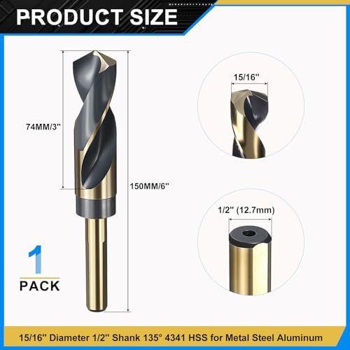 15/16" Drill Bit 1/2" Shank 4341 High Speed Steel view 2