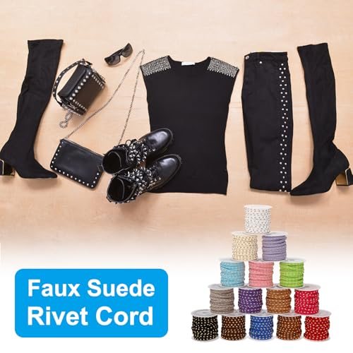 15 Color Studded Faux Suede Cord Rope view 5