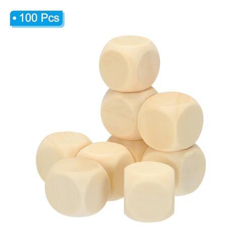 15mm Blank Wooden Dice 100 Pack Unfinished Wooden Blocks view 3