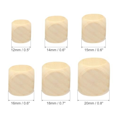 15mm Blank Wooden Dice 100 Pack Unfinished Wooden Blocks view 2