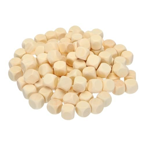15mm Blank Wooden Dice 100 Pack Unfinished Wooden Blocks — PATIKIL
