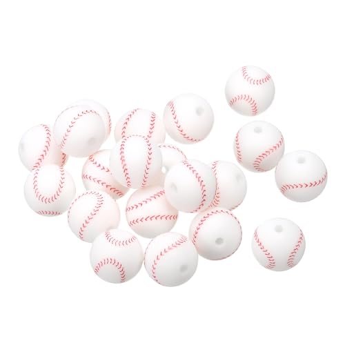 15mm Sports Ball Beads, 20 Pack Silicone Sports Beads Baseball Beads — PATIKIL