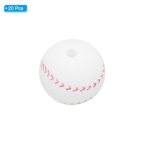 15mm Sports Ball Beads, 20 Pack Silicone Sports Beads Baseball Beads view 3