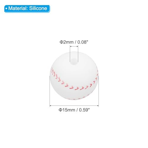 15mm Sports Ball Beads, 20 Pack Silicone Sports Beads Baseball Beads view 2