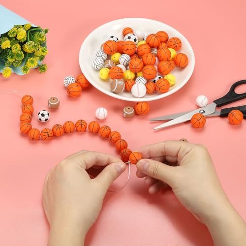 15mm Sports Ball Beads, 20 Pack Silicone Sports Beads Baseball Beads view 5