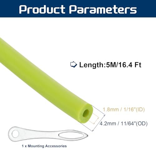 16.4 Ft Rubber Tubing, 1/16"(1.8mm) x11/64"(4.2mm), Grass Green 1842 view 2