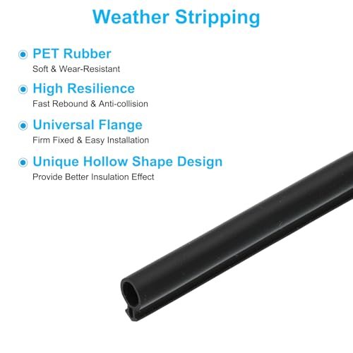 16.4Ft Weather Stripping Door Seal, 3/8" Dia Bulb Bubble Shape Kerf Mount view 3