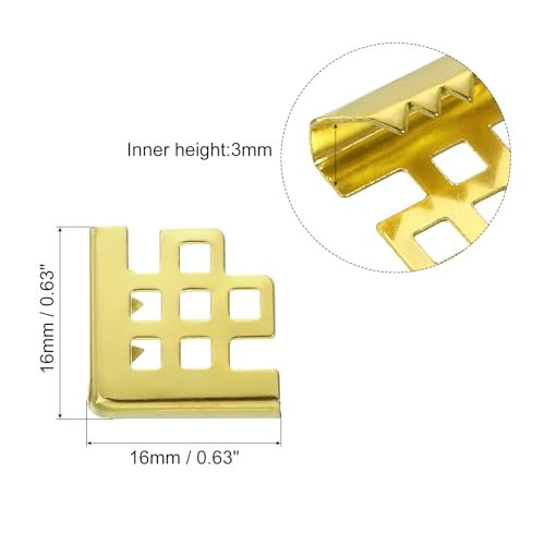 16mm Metal Book Corners, 50pcs Photo Corners Book Corners Protector Retro view 2