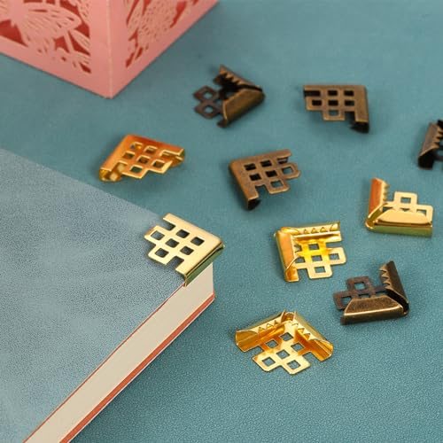 16mm Metal Book Corners, 50pcs Photo Corners Book Corners Protector Retro view 5