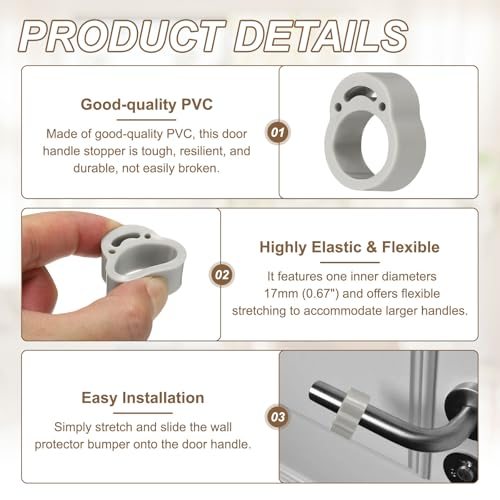 17mm Hole Door Knob Stoppers Wall Protector Bumpers Reusable PVC Plastic view 3