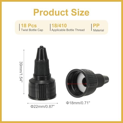 18/410 Twist Bottle Caps, 18 Pcs Plastic Ribbed Edge Squeeze Bottle view 2