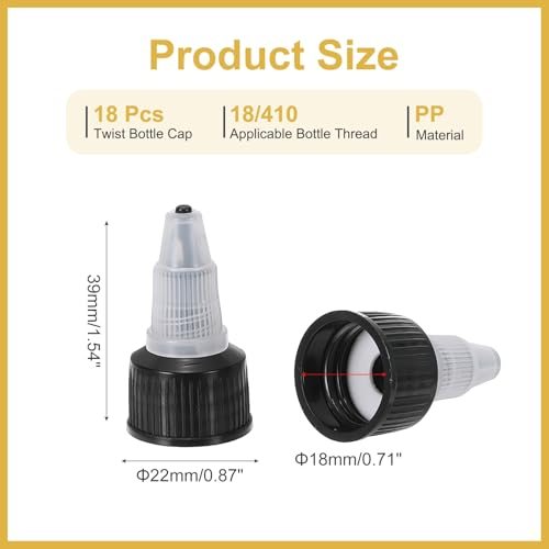18/410 Twist Bottle Caps, 18 Pcs Plastic Ribbed Edge Squeeze Bottle view 2
