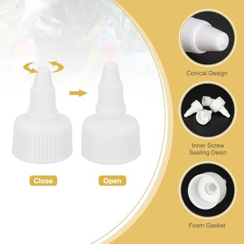 18/410 Twist Bottle Caps, 40 Pcs Plastic Ribbed Edge Squeeze Bottle view 3