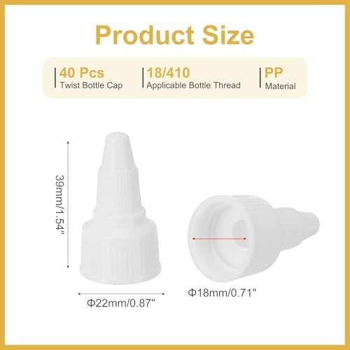 18/410 Twist Bottle Caps, 40 Pcs Plastic Ribbed Edge Squeeze Bottle view 2